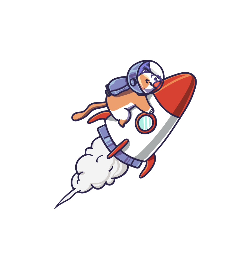 Cute Astronaut Cat Ride Space Rocket Illustration 1